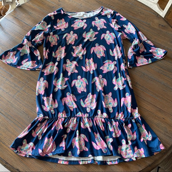 Simply Southern bell sleeve turtle print dress - Picture 2 of 16